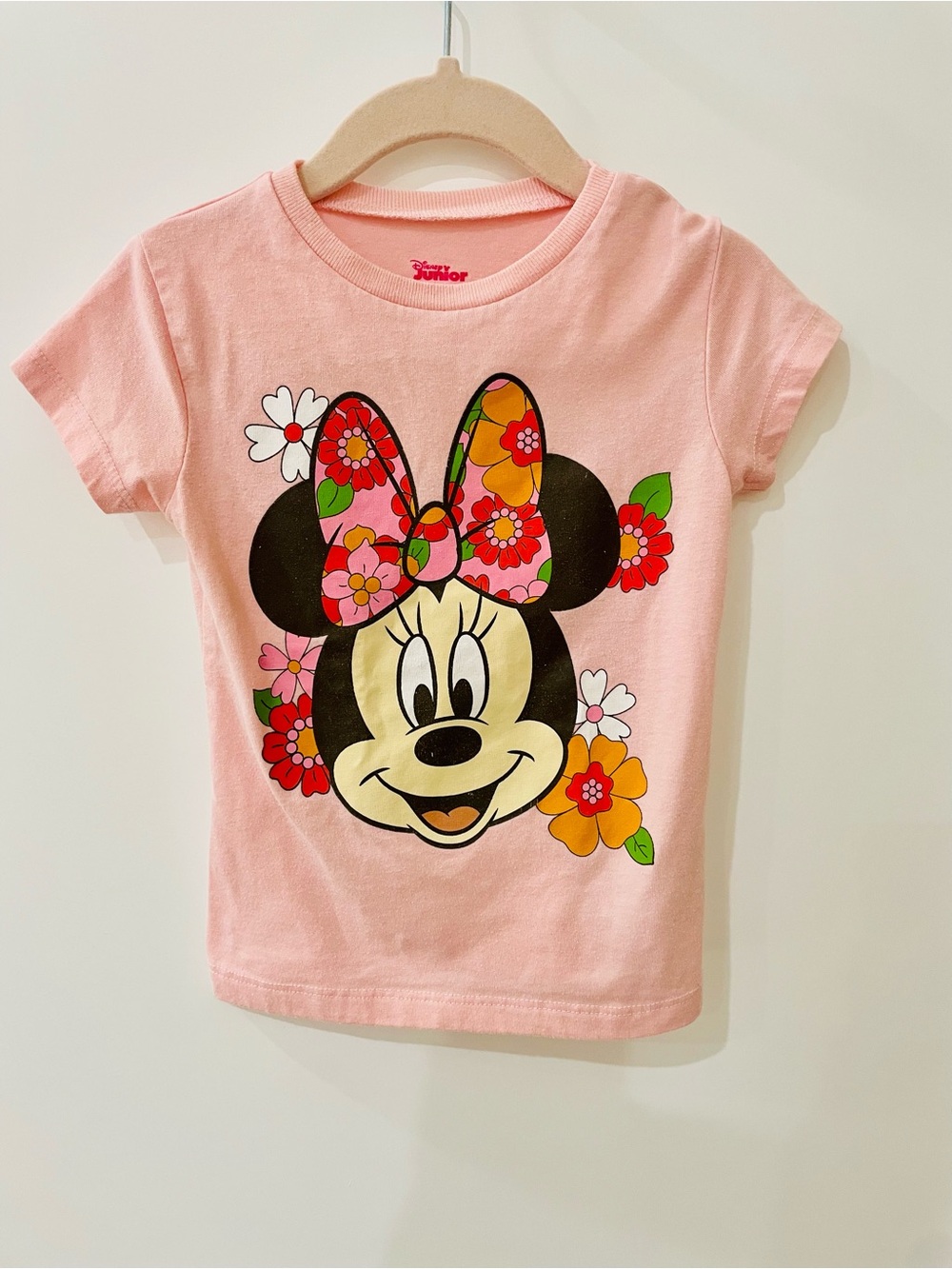Disney Pink Minnie Mouse Floral Bow Short Sleeve Tee
